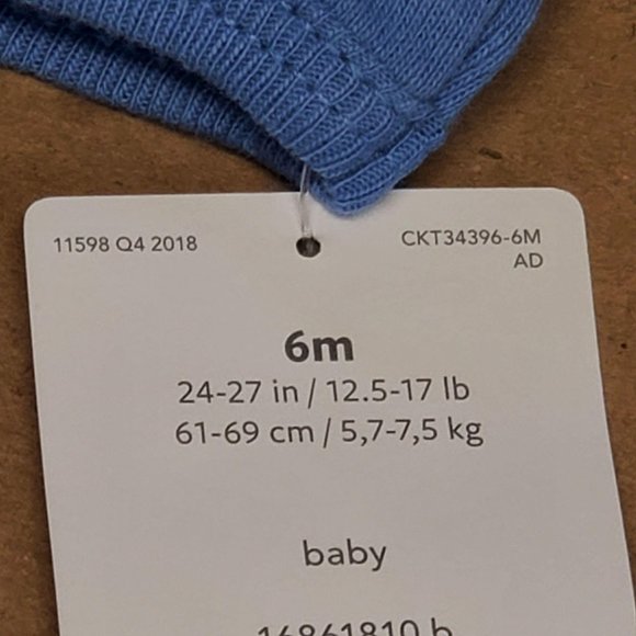 Carter's Easter Onesie W/ Bib 6M Blue - Picture 7 of 10